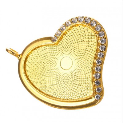 50pcs Rhinestone Bezel Pendant Trays Heart Cabochon Pendants Jewelry Making