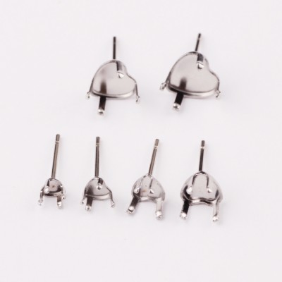 Stainless Steel Back Stopper Stud heart shape Earring Blank Base Earrings back Posts DIY Jewelry Making