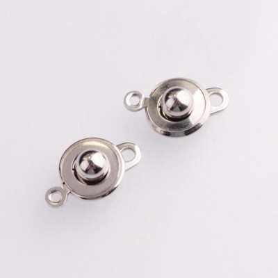 Wholesale stainless steel accessory box clasp in circle shape with small pearl necklace with hole