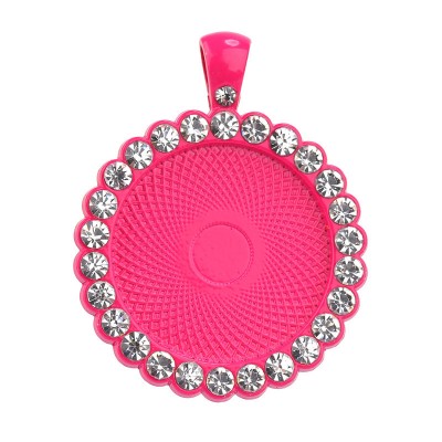 beauty 25mm rhinestone diy round alloy charm