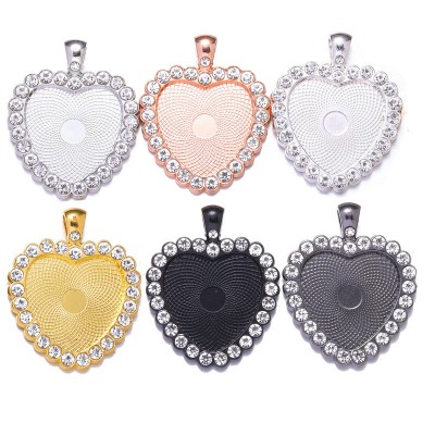 hot sale DIY 25mm heart rhinestone pendant tray for jewelry making