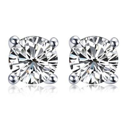 multi sizes 4 prongs round cubic zirconia sterling silver stone earring