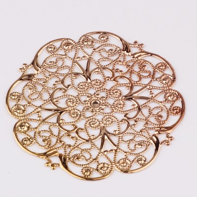 round hollow brass gold plating flower large pendants for jewelry making