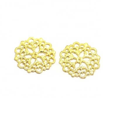 gold color custom zinc alloy round flower filigrees