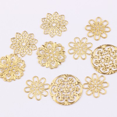 gold plating flower shape metal filigree jewelry making for DIY