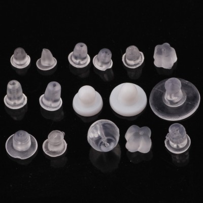 round and bullet clear plastic rubber earring nut earring back