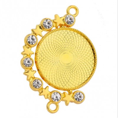 Diy double-faced new design twist star crystal round gold silver pave charm