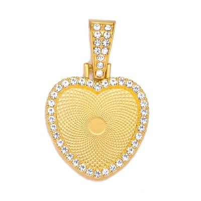 wholesale heart pendant tray charms 25mm rhinestone for jewelry making