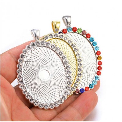 oval alloy rhinestone pendant trays for jewelry making charms