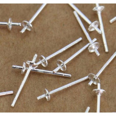 3mm pearl pure wholesale 925 pure silver diy unfinished earring