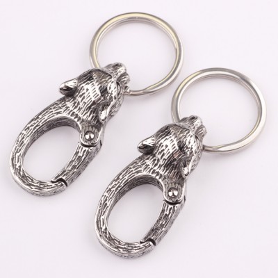 Jewelry factory wholesale polished Lobster keychain Clasps wolf shape with keyring